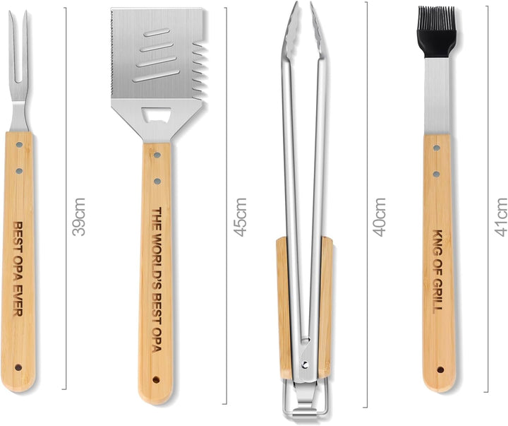 OPa Geschenke,4 Stücke BBQ Grillbesteck Set Edelstahl Grillzubehör für Männer Geschenk Geburtstag Ho