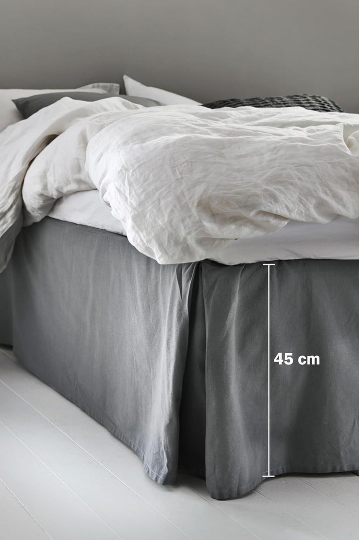Jotex Colour Betthusse - 100% hochwertige Bio-Baumwolle Bettrock, Höhe 45 cm - Dunkelgrau, 180 x 200