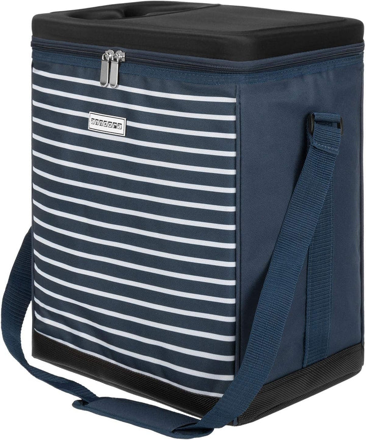 anndora Kühltasche XL 40 Liter - Isotasche Kühlbox Picknicktasche Farbauswahl XL long: Navy Blau Wei