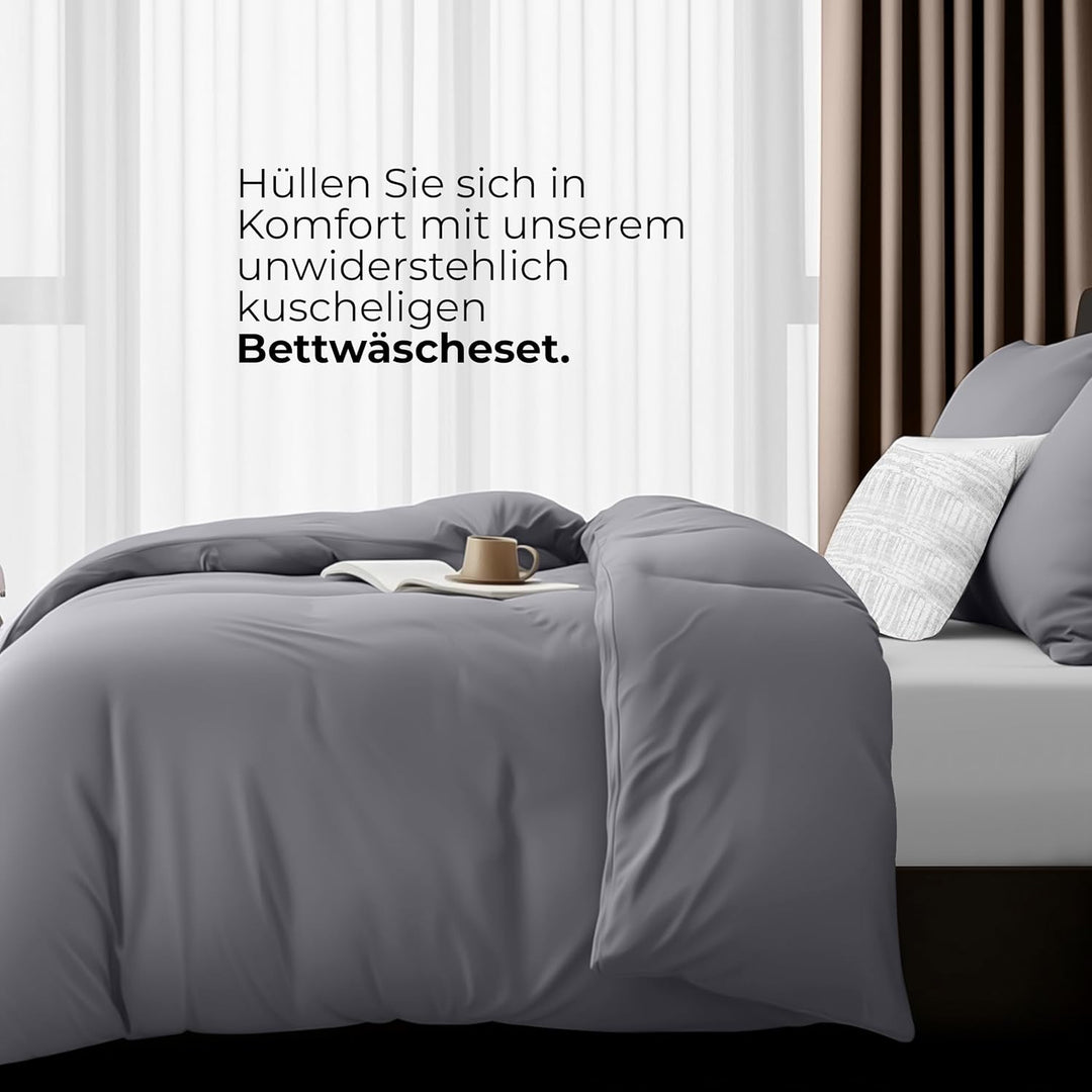 Utopia Bedding Bettwäsche 135x200 4teilig - Mikrofaser 2 Bettbezug 135x200 cm + 2 Kissenbezüge 80x80