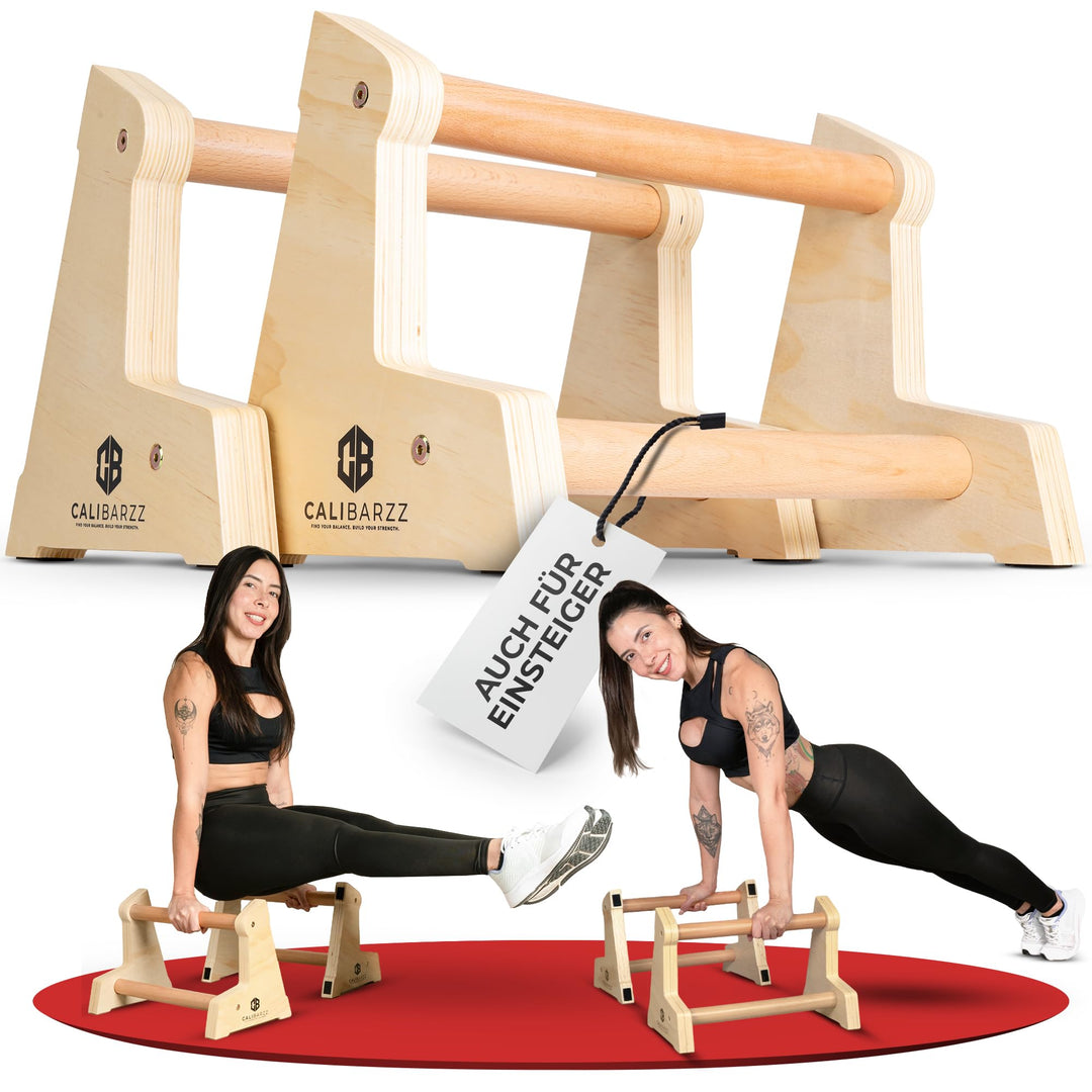 Calibarzz Parallettes & Liegestützgriffe aus Holz [3 Höhen] Push up Bars - Handstand Griffe - Dip Ba