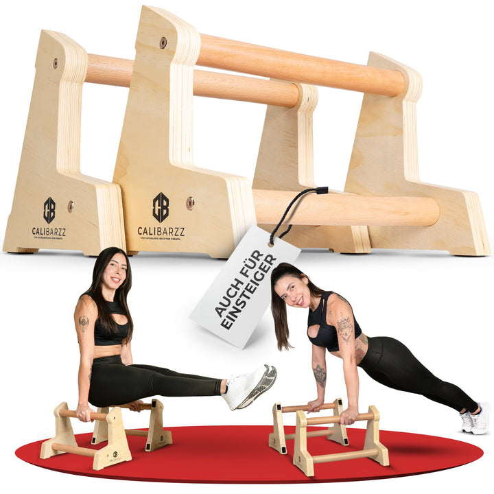 Calibarzz Parallettes & Liegestützgriffe aus Holz [3 Höhen] Push up Bars - Handstand Griffe - Dip Ba