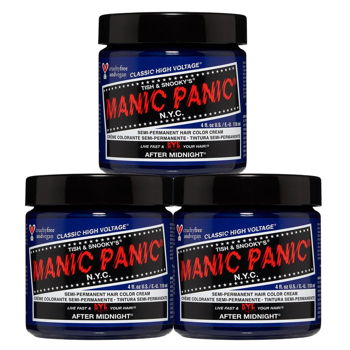 Manic Panic After Midnight Classic Creme, Vegan, Cruelty Free, Blue Semi Permanent Hair Dye 3 x 118m