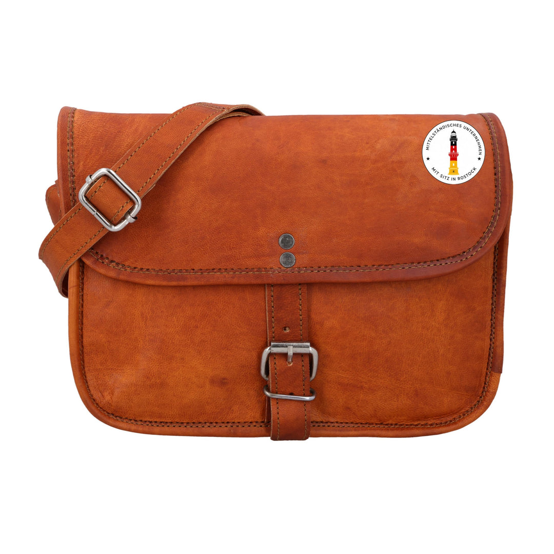 Gusti Umhängetasche Leder - Mary S Damen Handtasche Umhängetasche klein Vintage Braun Leder, Braun L
