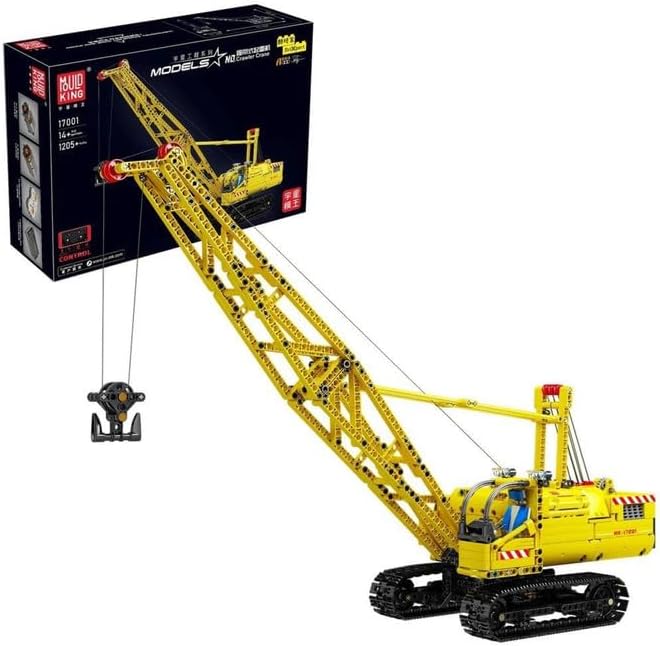 Mould King 17001 Kran Modell Spielzeug, 1205 Teile Ferngesteuertes Raupenkran Bausatz mit 5 Motor, F