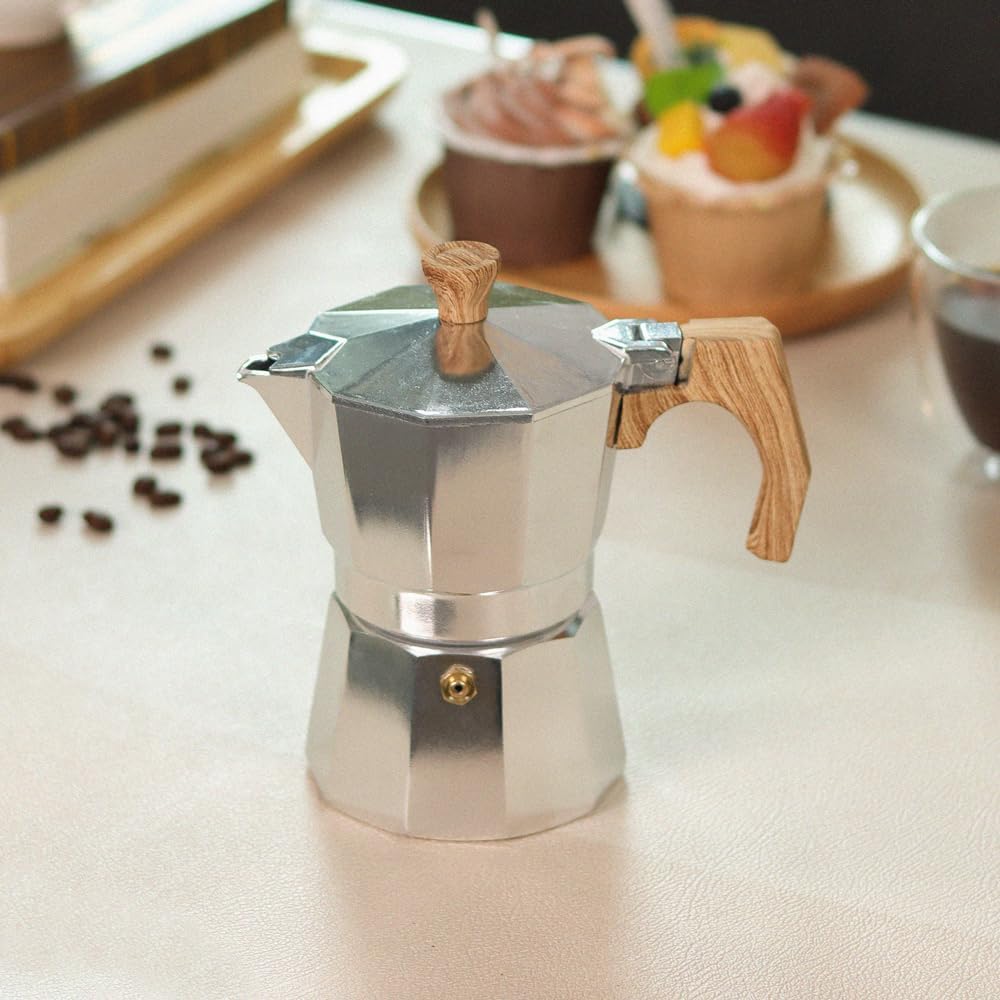 wedrink Aluminium Mokkakanne, 3 Tassen Moka Pot, Für Gas Elektroherd, Klassische Espressokanne für I