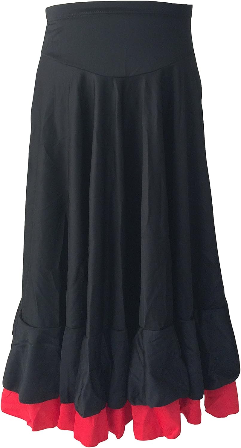 Spanische Flamencorock - Flamenco Rock für Damen/Frauen - Schwarz - Rot - XL 44 Schwarz - Rot, 44 Sc