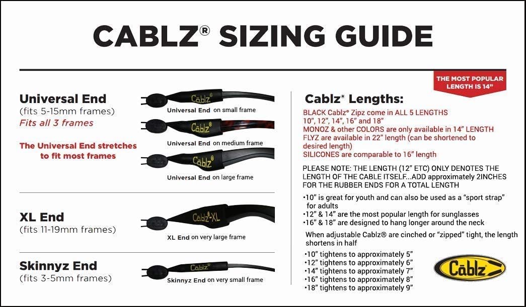 Cablz Zipz Eyewear Retainer 14-inch Schwarz, 14-inch Schwarz
