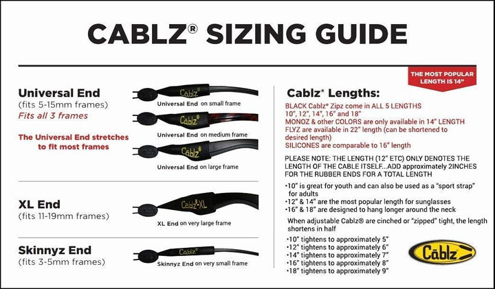 Cablz Zipz Eyewear Retainer 14-inch Schwarz, 14-inch Schwarz
