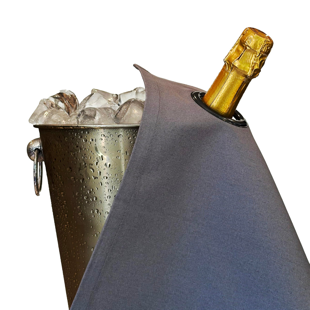 Classic Collection, Flaschentuch mit Metallring für Eiskübel, Baumwolle, 42 cm, Eckloch (Platin mit