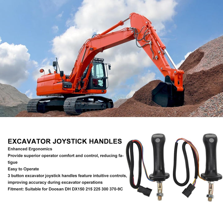 Pyhodi 2 Stück 3-Tasten-Bagger-Joystick-Griffe für Doosan DH DX150 215 225 300 370-9C, Ergonomisch,