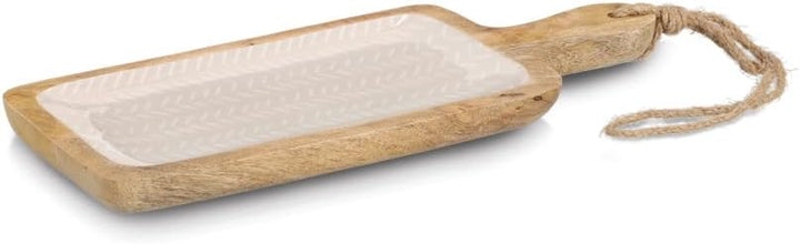 Zeller 25691 Servierbrett aus FSC®-zertifiziertem Mangoholz in Beige, natürliches Holzbrett mit Grif