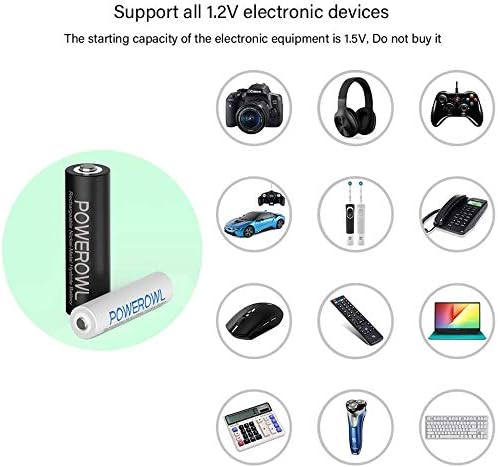 Powerowl Batterieladegerät für AA/AAA Akkus inkl. 4X AA 2800 mAh+ 4X AAA 1000mAh Akkus mit Akkuladeg
