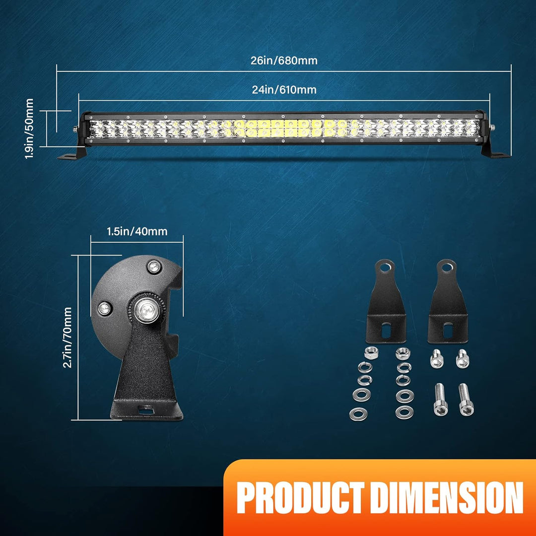 PICAA 24 Zoll 180W LED Lightbar 12V 24V, 6000K Weiss LED Lichtbalken Arbeitsscheinwerfer Bar Wasserd