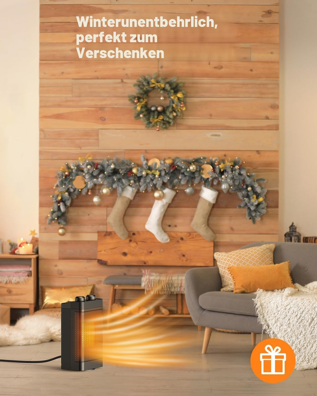 Heizlüfter Energiesparend, 1500W 3 Heizmodi Keramik Elektrische Heizung, 70° oszillierend, Berhitzun