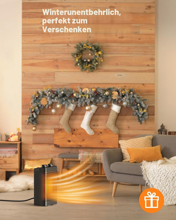 Heizlüfter Energiesparend, 1500W 3 Heizmodi Keramik Elektrische Heizung, 70° oszillierend, Berhitzun