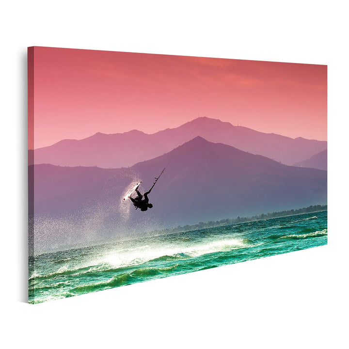 islandburner Bild auf Leinwand Kite Surfer Strand Skinias Griechenland Bilder Wandbilder Poster Lein