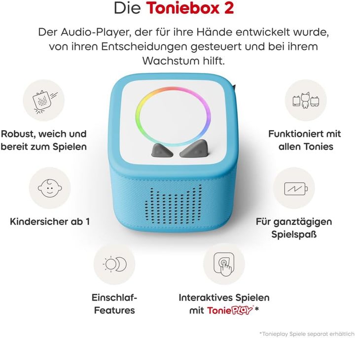 tonies Toniebox 2 Bundle Incl. 2 Tonies: Paw Patrol Chase + Marshall, Himmelblau, Audioplayer für Hö