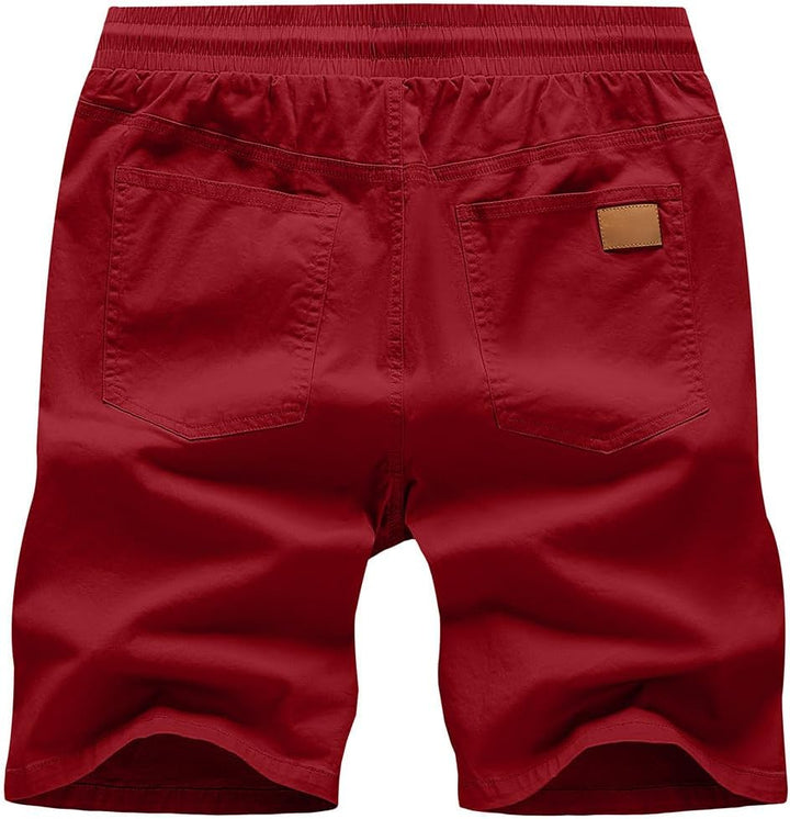 JMIERR Kurze Hosen Herren Shorts Herren Sommer Chino Baumwolle Elastische Taille mit Taschen XXL Rot