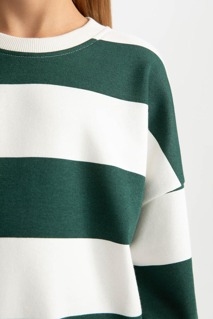 DeFacto Girl Regular Fit Langarm Gestricktes Kapuzen-Sweatshirt für Mädchen 11-12 Jahre D.green, 11-