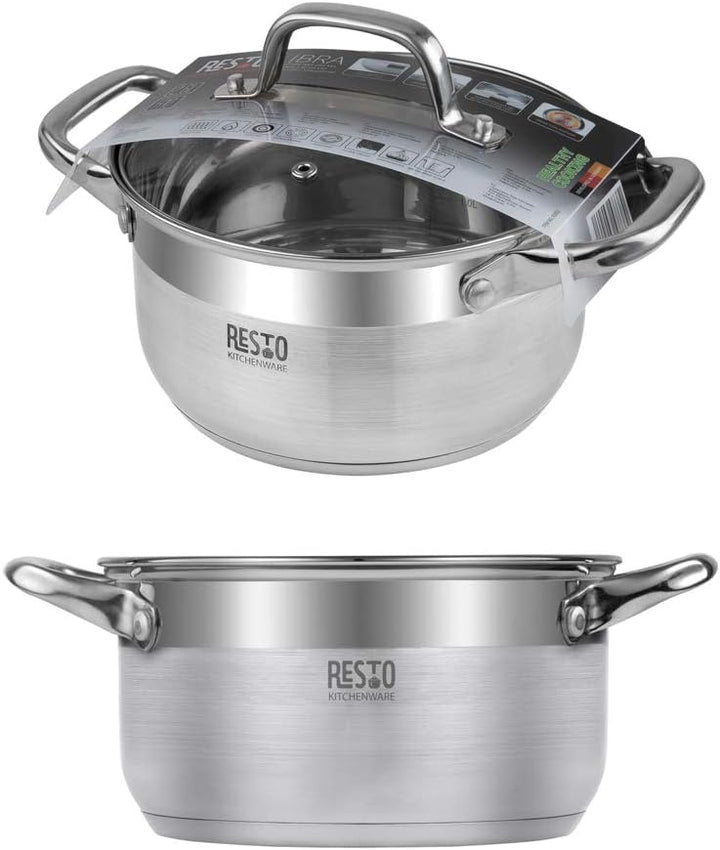 RESTO Edelstahltopf 22cm - Suppentopf, Universaltopf 3,5l - Schmortopf mit Deckel - Topf für alle He