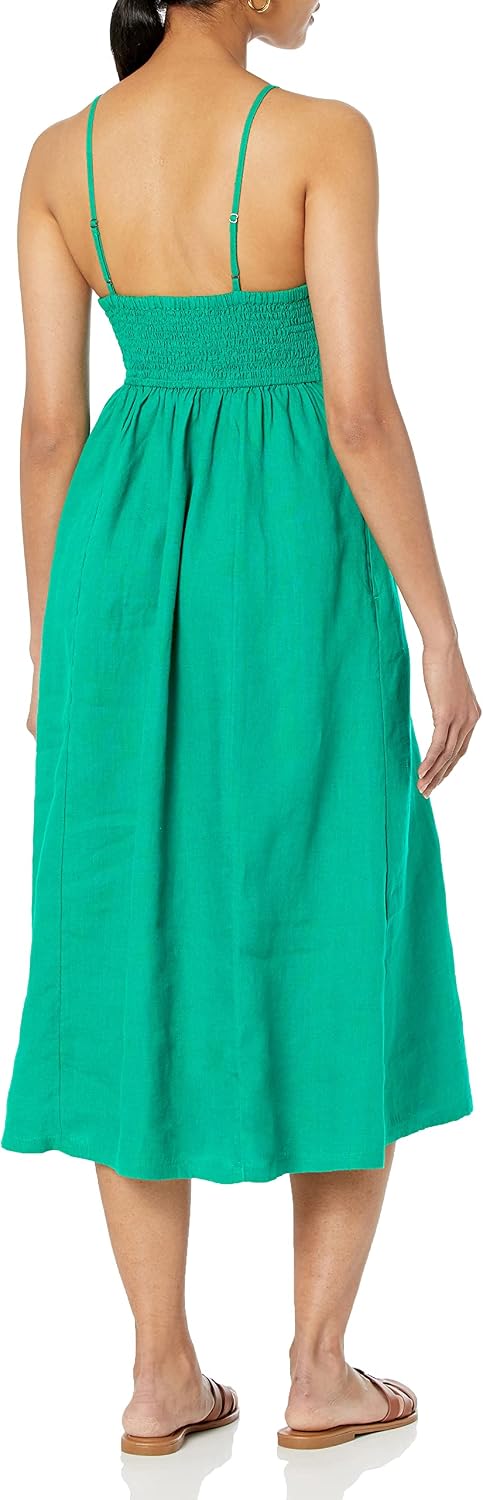 The Drop Maci Träger-Midikleid für Damen, mit V-Ausschnitt, Cut-Out-Detail und gesmoktem Rücken XL U