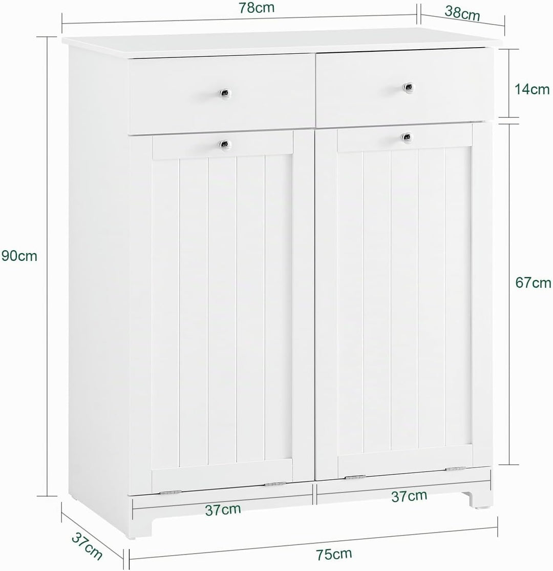 SoBuy Mülleimer Schrank mit 2 Fächern à 45L - Mülltrennsystem für Kücheaus E1 MDF, Küchenschrank für