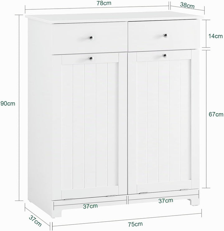 SoBuy Mülleimer Schrank mit 2 Fächern à 45L - Mülltrennsystem für Kücheaus E1 MDF, Küchenschrank für