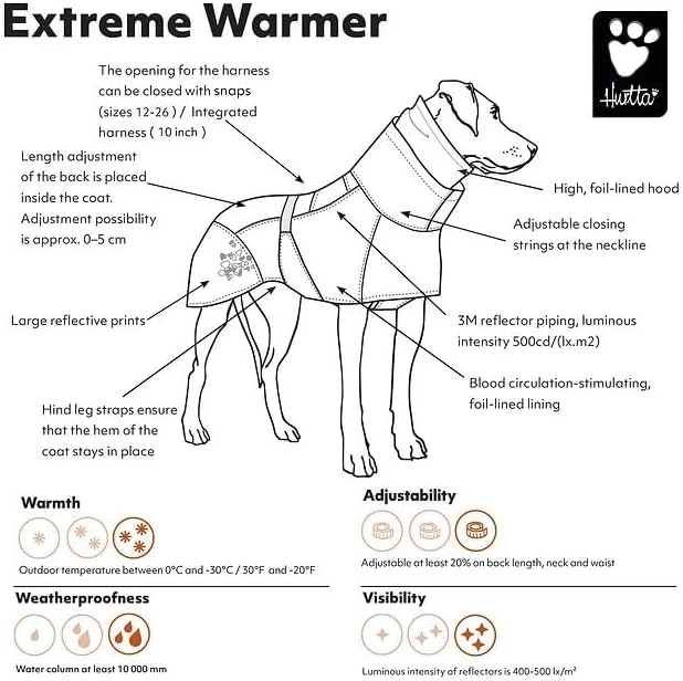 Hurtta 932964/1294 Extreme Warmer - Rot - 30 dunkelrot 30 cm, dunkelrot 30 cm