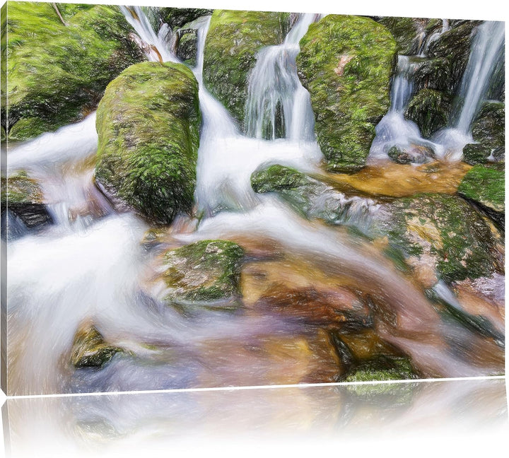 Pixxprint Gertelbach im Schwarzwald als Leinwandbild/Grösse: 100x70 cm/Wandbild/Kunstdruck/fertig be