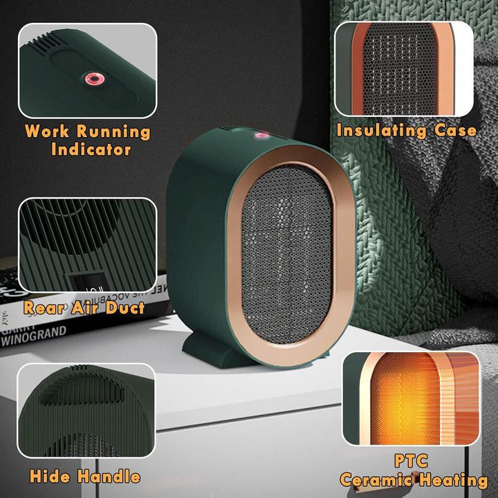 Heizlüfter, 1200W Heizlüfter Energiesparend, PTC Keramik Heizlüfter Leise Überhitzungs & Kippschutz,