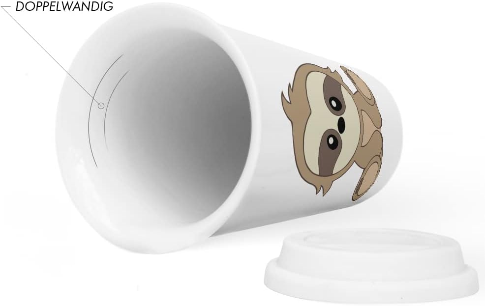 JUNIWORDS To-Go Becher mit Deckel, Faultier