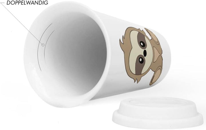 JUNIWORDS To-Go Becher mit Deckel, Faultier
