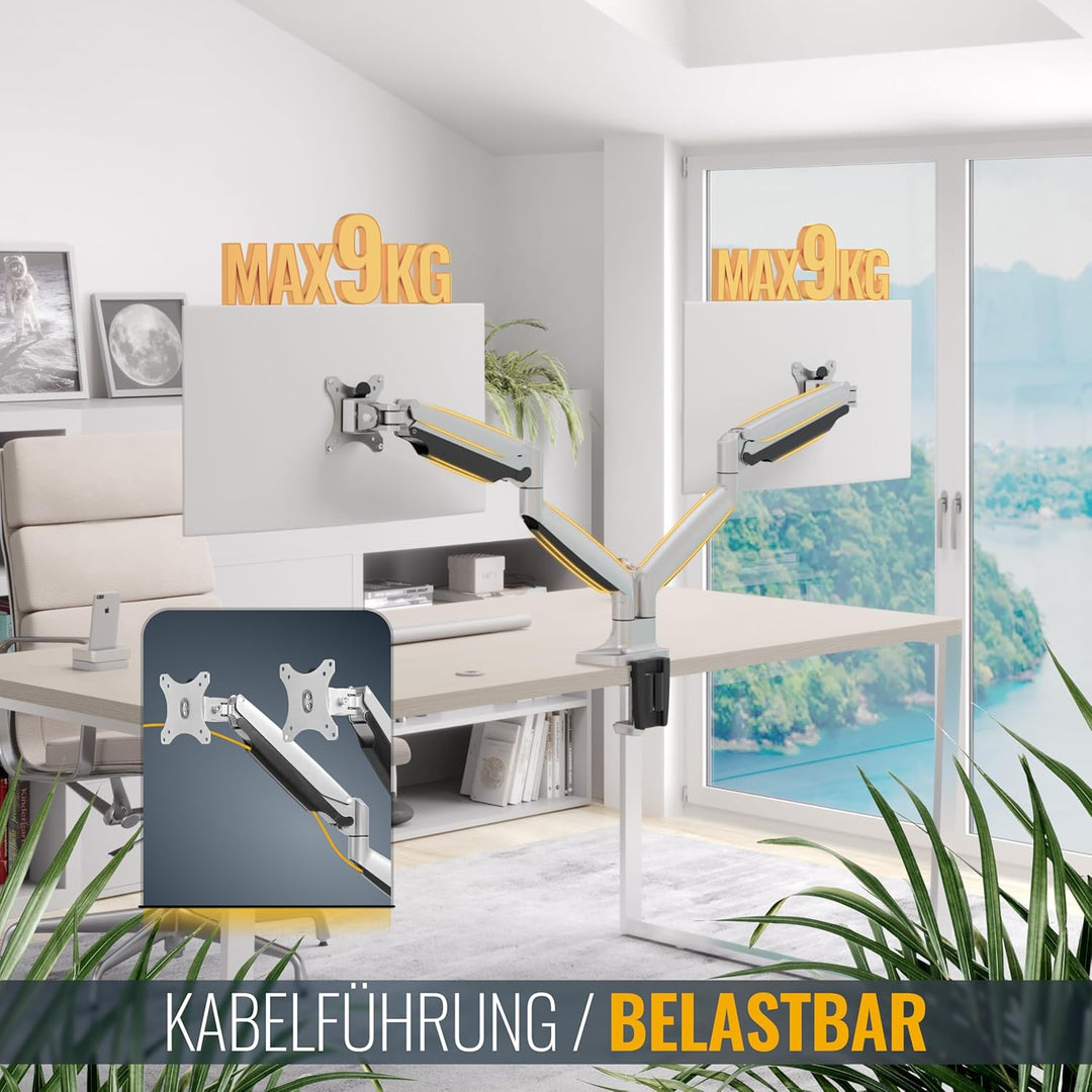 RICOO Monitor Halterung Tisch Gasdruckfeder für 15-27 Zoll, VESA Tischhalterung, Monitorarm TS9811,