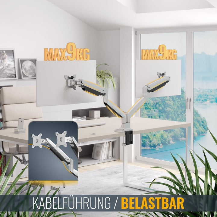 RICOO Monitor Halterung Tisch Gasdruckfeder für 15-27 Zoll, VESA Tischhalterung, Monitorarm TS9811,