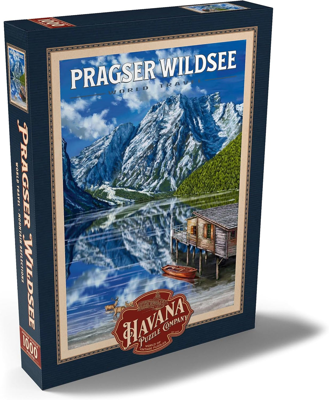 Pragser Wildsee - Gebirgsreflexionen, Vintage Travel Poster - Premium 1000 Teile Puzzle - MyPuzzle S