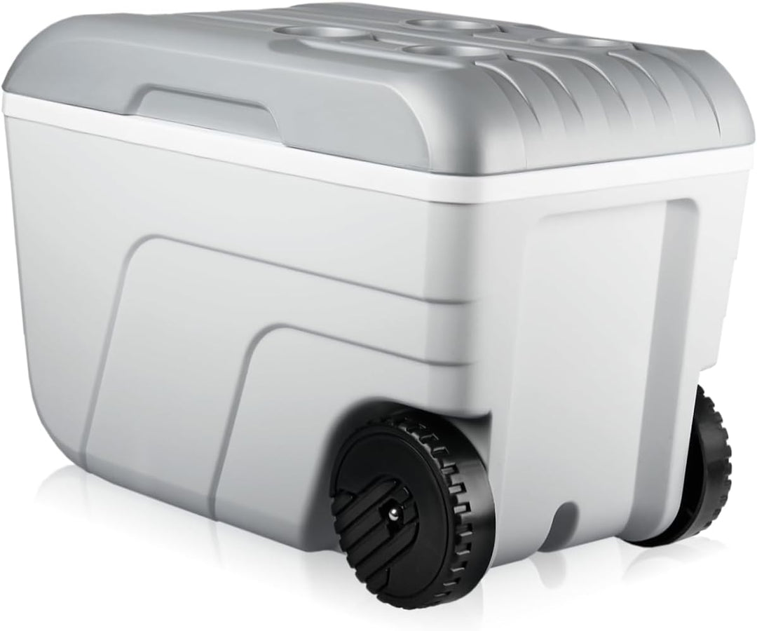 Kühlbox mit Rollen 52L Isolierbox Kühltasche 24 Stunden Camping Thermobox Isoliertasche Grau