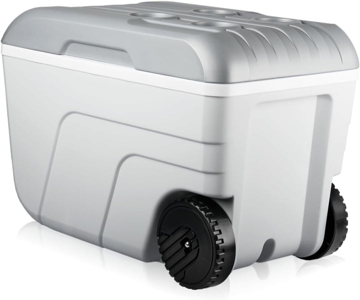 Kühlbox mit Rollen 52L Isolierbox Kühltasche 24 Stunden Camping Thermobox Isoliertasche Grau
