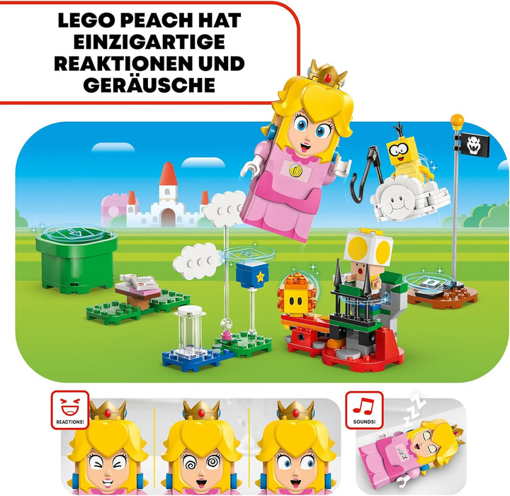LEGO Super Mario Abenteuer mit der interaktiven Peach, Spielset für Kinder mit gelbem Toad, Nintendo
