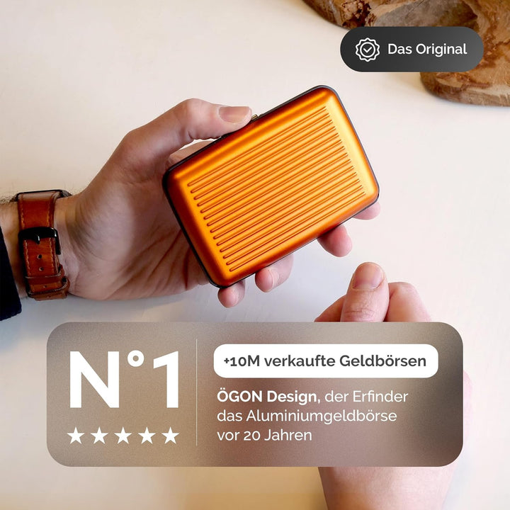 ÖGON -DESIGNS- Aluminium Kartenetui, RFID-Schutz vor Betrug und Entmagnetisierung, Kompakte Geldbörs