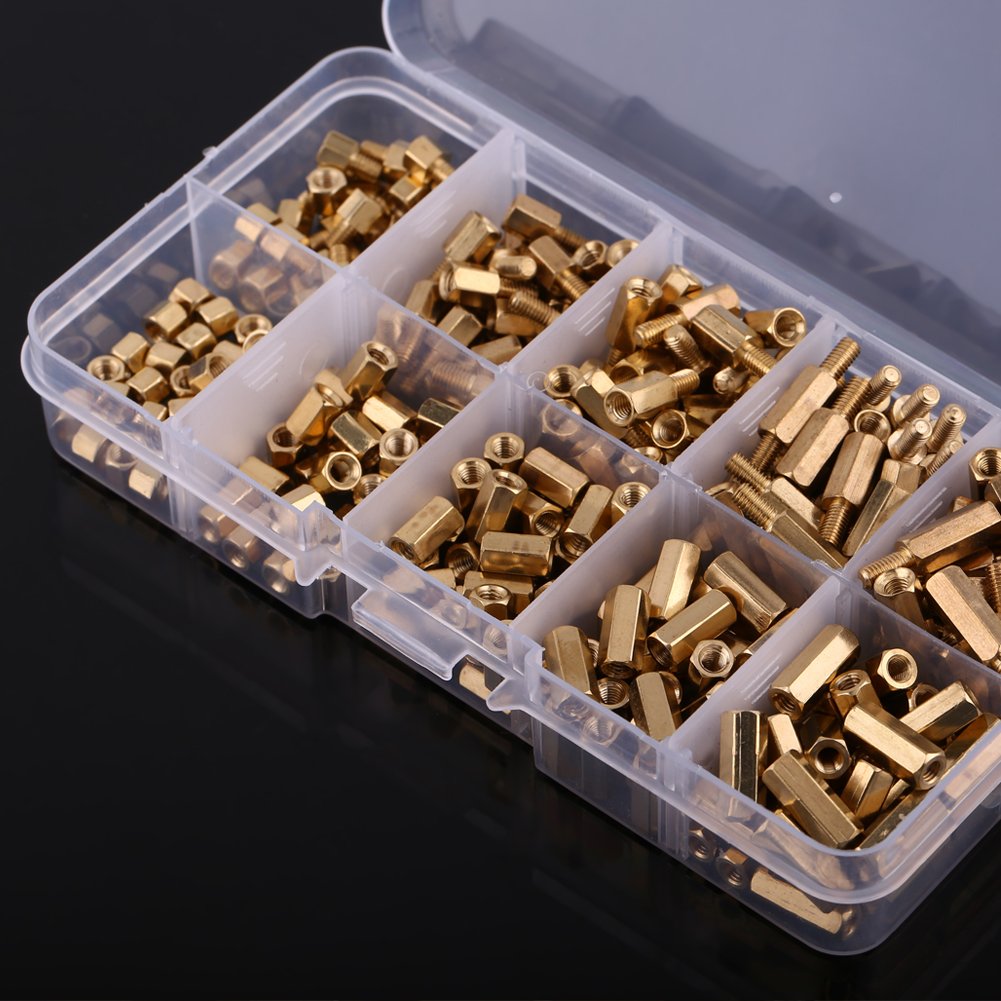 300pcs M3 Abstandshalter Distanzhülse Schrauben Messing StandOff Männliche Weibliche Hexe Spacers Fü