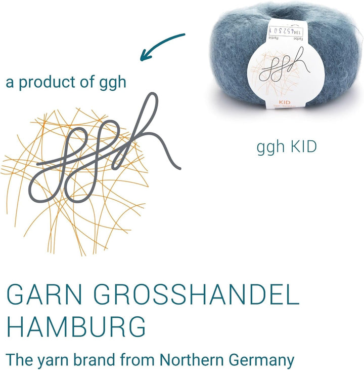 ggh Kid Box - 6 Knäuel Strickwolle aus Kid Mohair - Farbe 134 - Ozean, 134 - Ozean