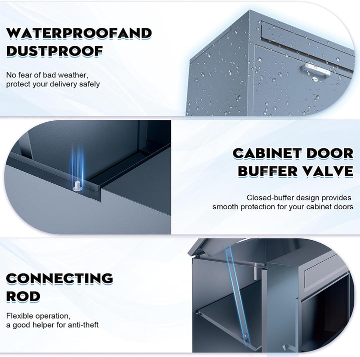 Stahl Briefkasten Paketbox für Aussen, Montagefrei Paketkasten mit 2 Schlüssel, Briefkasten Wasserdi