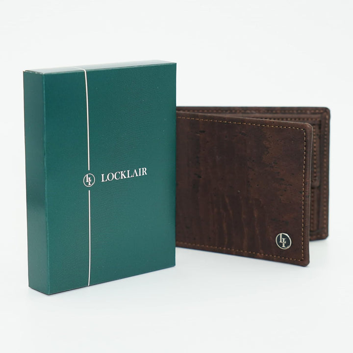 Locklair Sleek Wallet aus veganem Korkleder, Männer Geldbörse mit RFID-Schutz, Herren Portemonnaie K