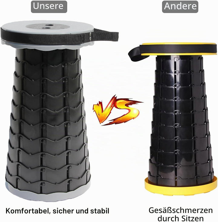 Teleskophocker,Zusammenklappbar, leicht und tragbar, Hocker für Erwachsene, Camping-Hocker für Wande