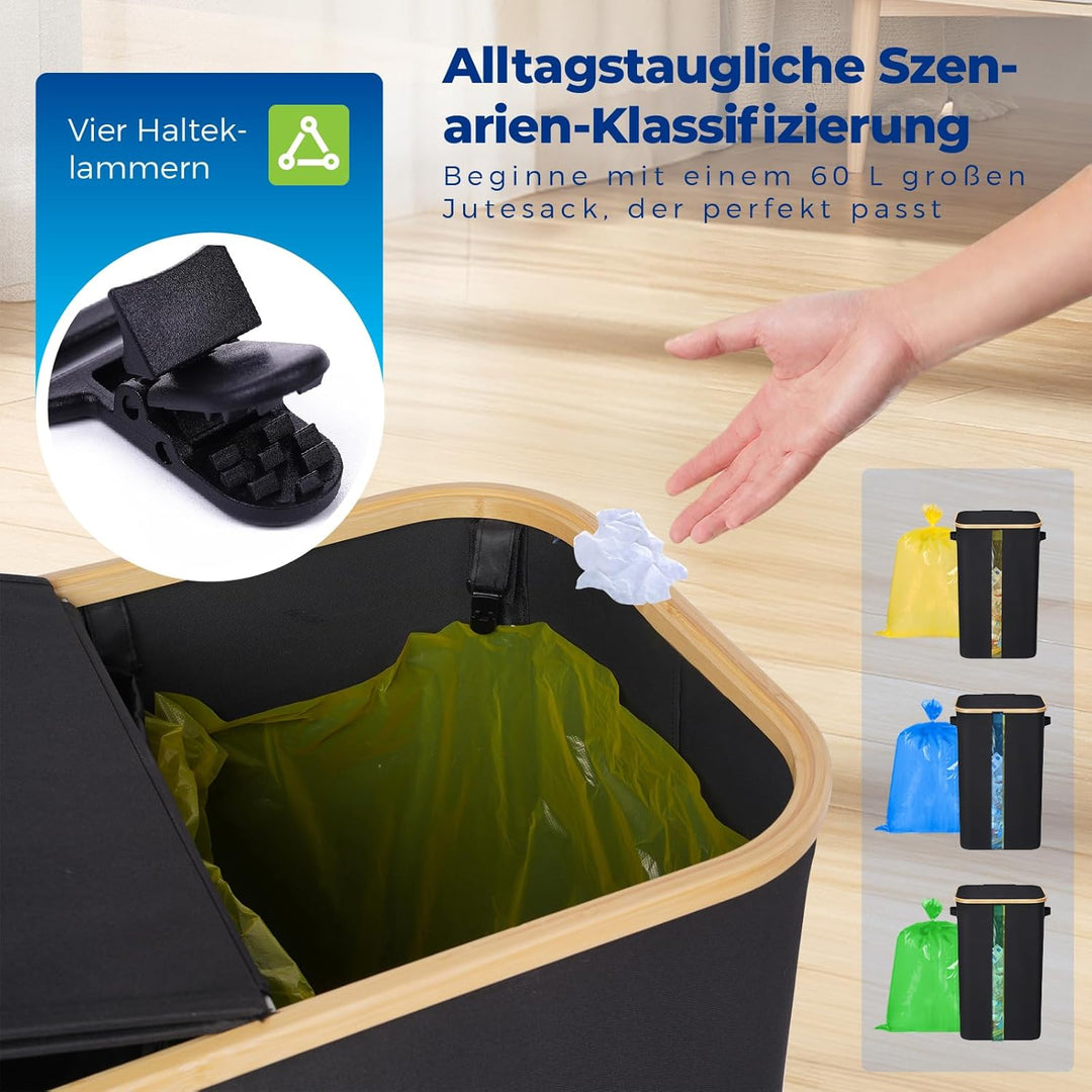 160L Gelber Sack Ständer + Pfandflaschen Sammelbehälter 2-in-1,Für 60L-120L Gelber Sack，Gelber Sack
