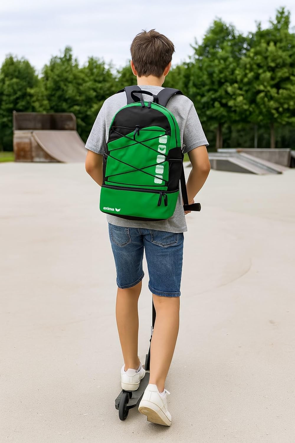 Erima Rucksack Club 5 Multifunktionsrucksack mit Bodenfach Einheitsgrösse Smaragd/Schwarz, Einheitsg