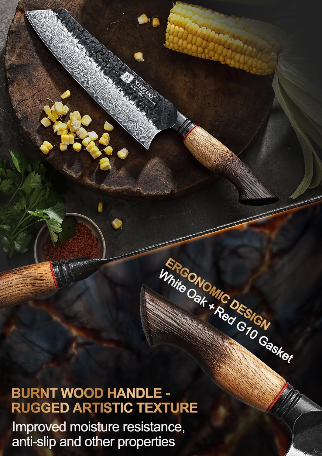 XINZUO 21,1cm Kiritsuke Kochmesser Handgeschmiedet 67 Schichten Damaststahl Chefmesser -Profi Scharf