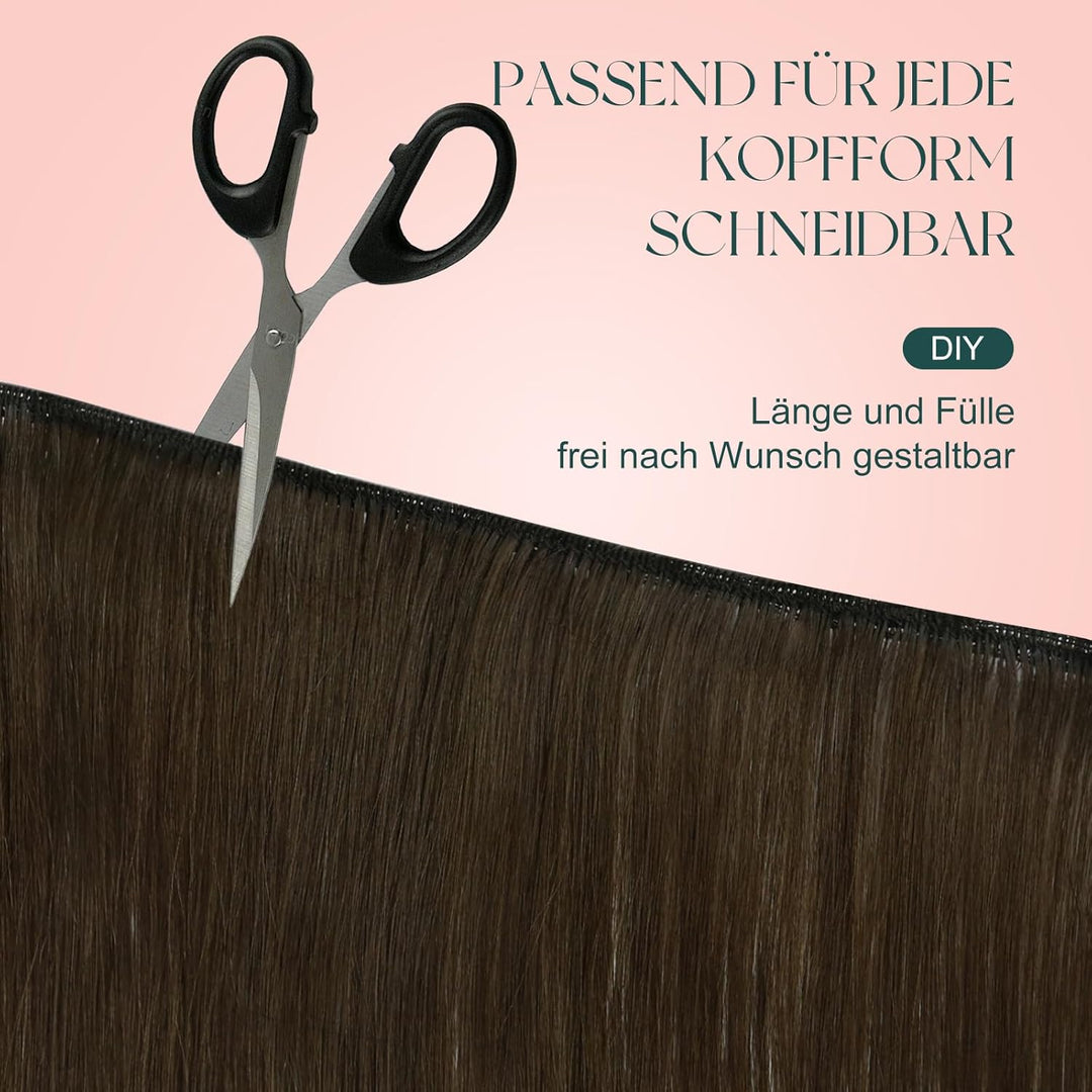 Easyouth Tressen Echthaar Extension Ombre Braun Tressen Haarverlängerungen Darkest Brown Balayage Mi