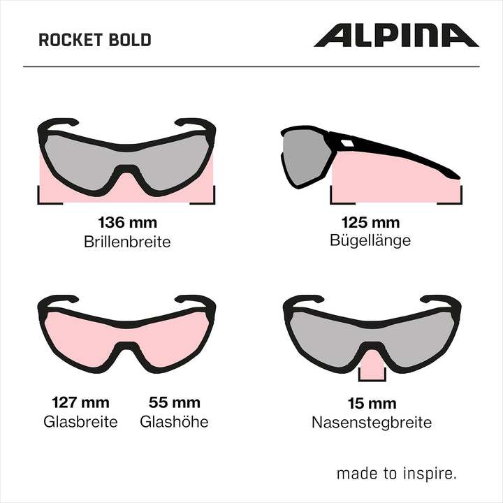 ALPINA ROCKET BOLD - Wasserabweisende und Beschlagfreie Sport- & Fahrradbrille Mit 100% UV-Schutz Fü